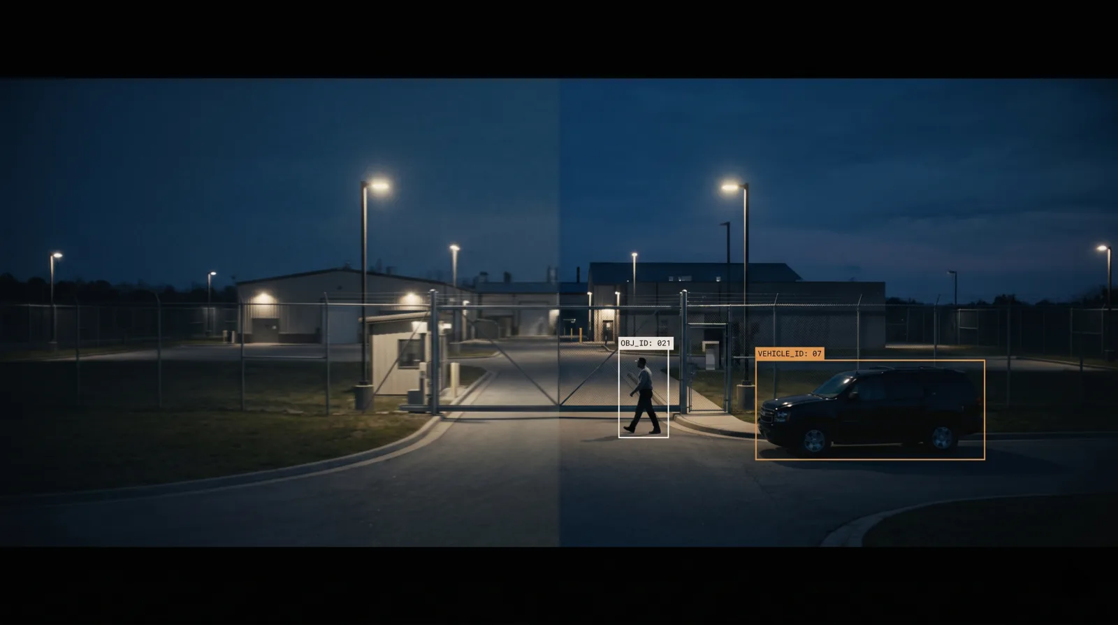 Legacy video-analytics feed augmented with Brightsight detection and tracking overlays